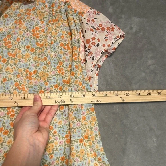 American Eagle Patchwork Floral Button Up Blouse Top Women’s XS Cotton - Picture 5 of 6